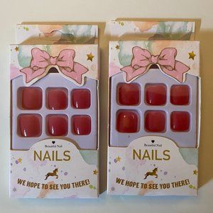 Pink Press-On Toe Nails, Two Sets